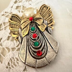 Elegant Gold and Silver Angel Brooch